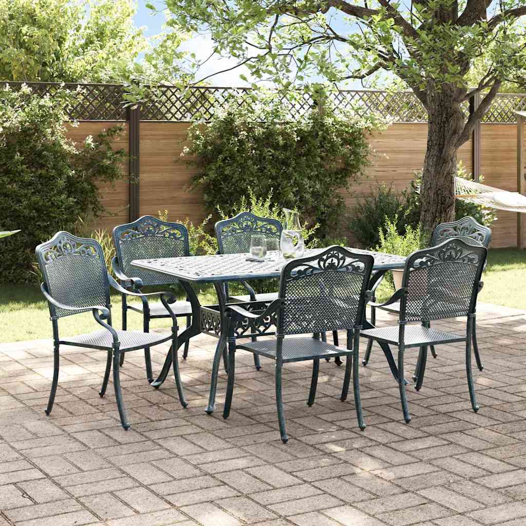 Tuin eettafelset 7 pcs Groen Aluminium