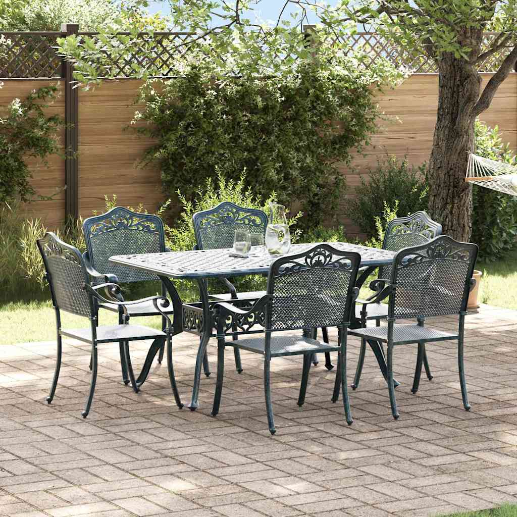 Tuin eettafelset 7 pcs Groen Aluminium
