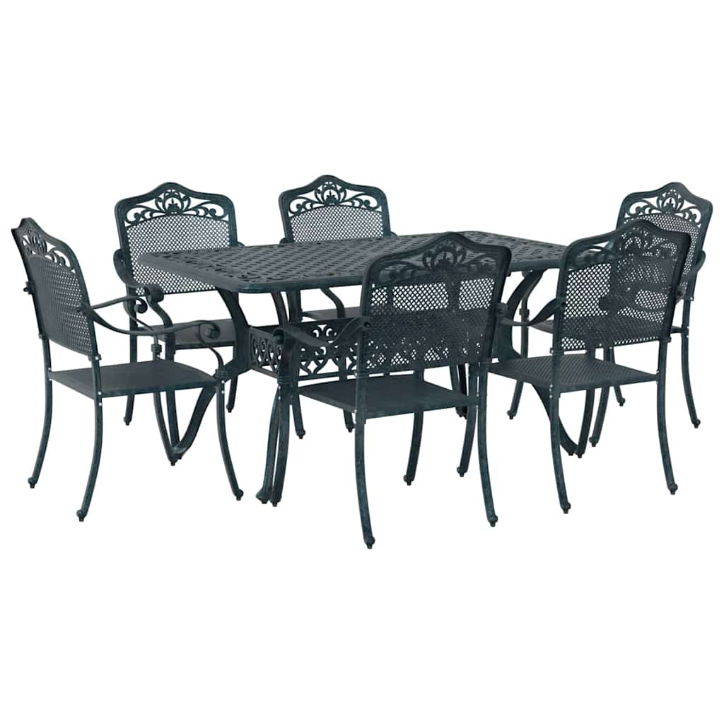 Tuin eettafelset 7 pcs Groen Aluminium