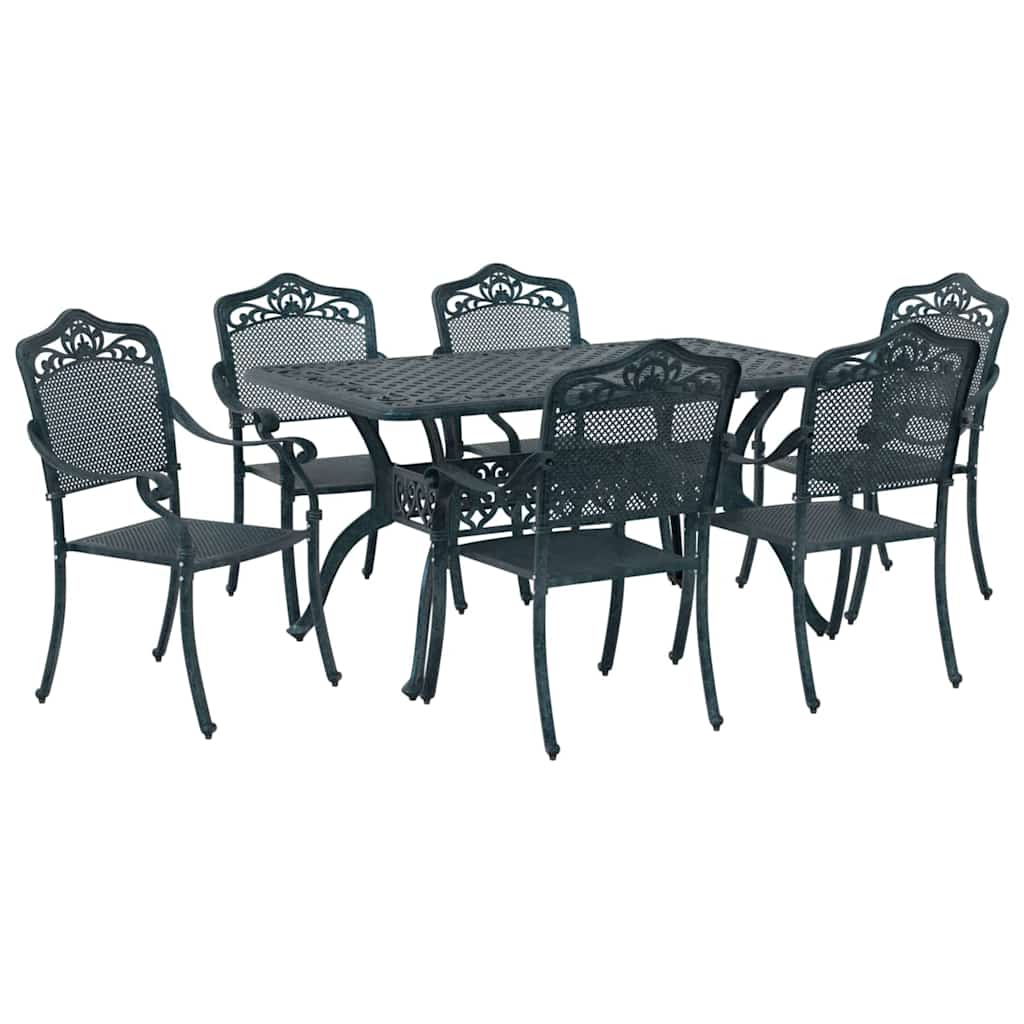 Tuin eettafelset 7 pcs Groen Aluminium
