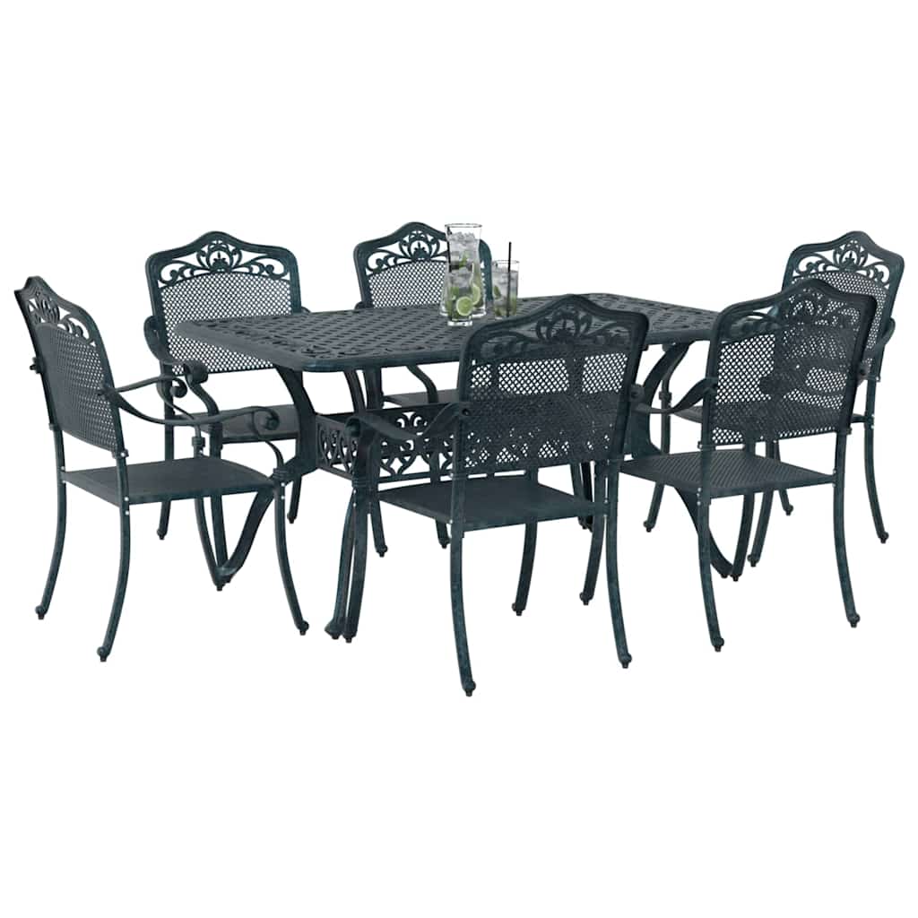 Tuin eettafelset 7 pcs Groen Aluminium