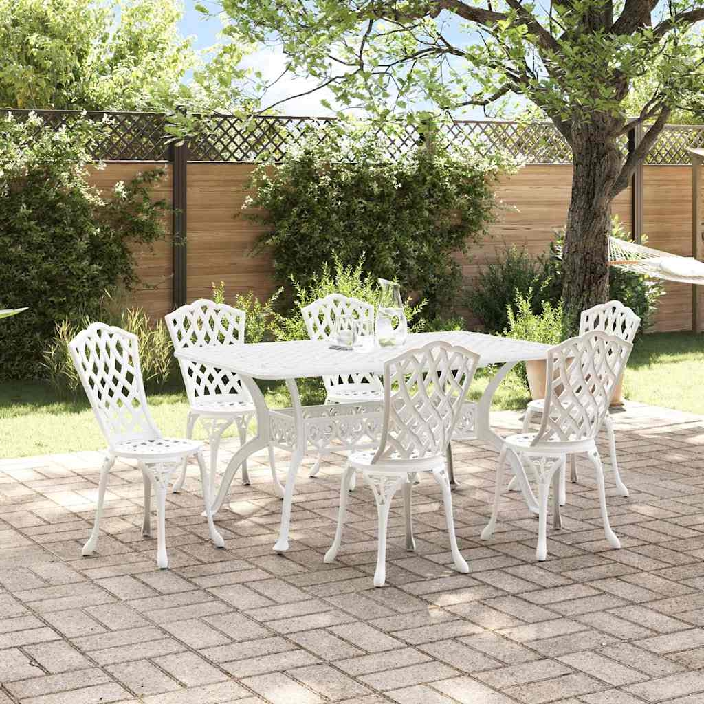 Tuin eettafelset 7 pcs Wit Aluminium