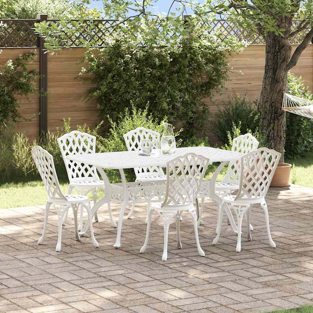 Tuin eettafelset 7 pcs Wit Aluminium