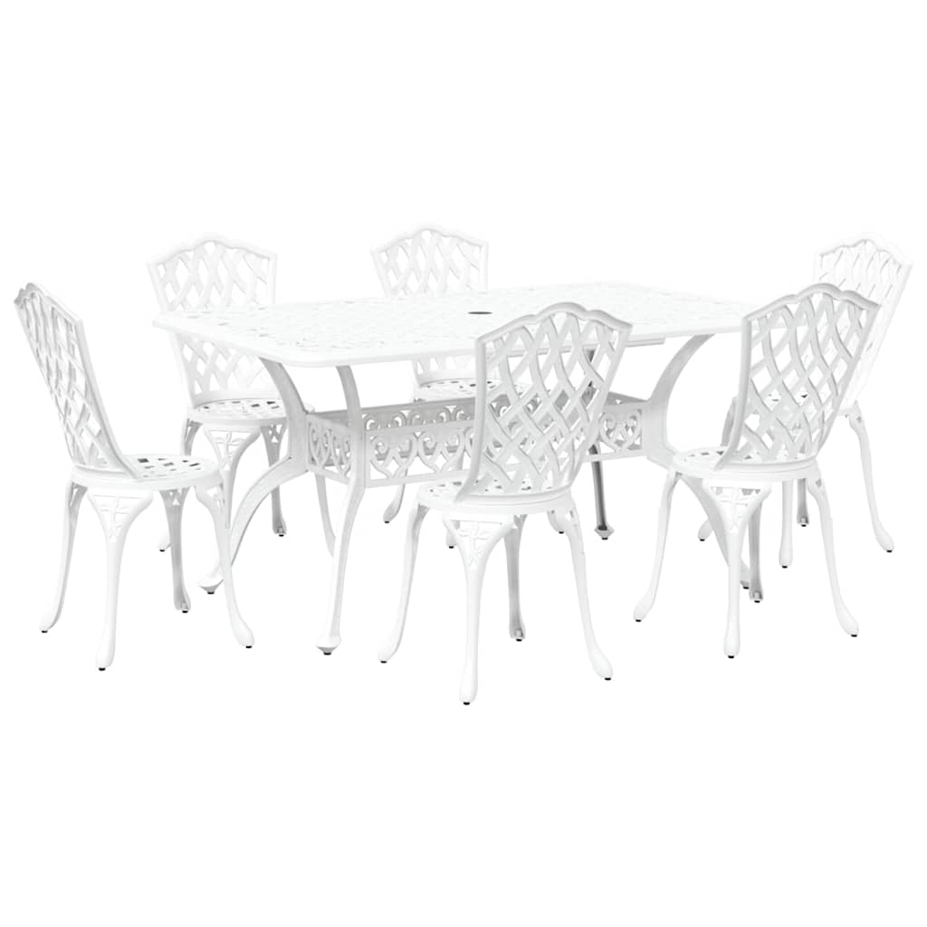 Tuin eettafelset 7 pcs Wit Aluminium