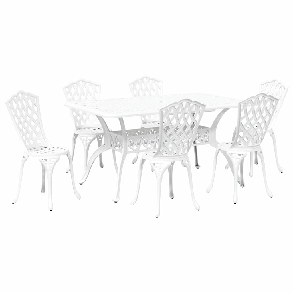 Tuin eettafelset 7 pcs Wit Aluminium