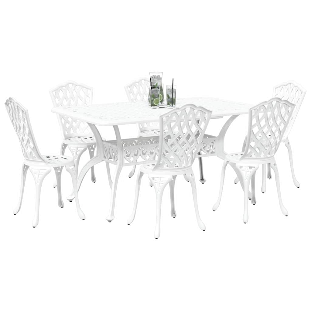 Tuin eettafelset 7 pcs Wit Aluminium