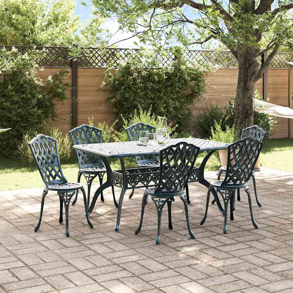 Tuin eettafelset 7 pcs Groen Aluminium