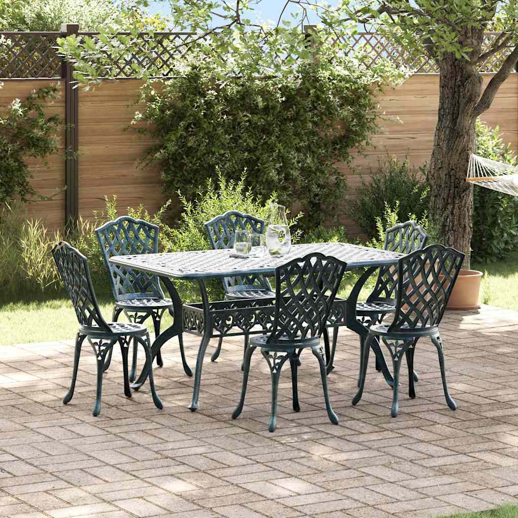 Tuin eettafelset 7 pcs Groen Aluminium