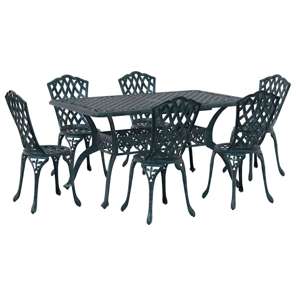 Tuin eettafelset 7 pcs Groen Aluminium