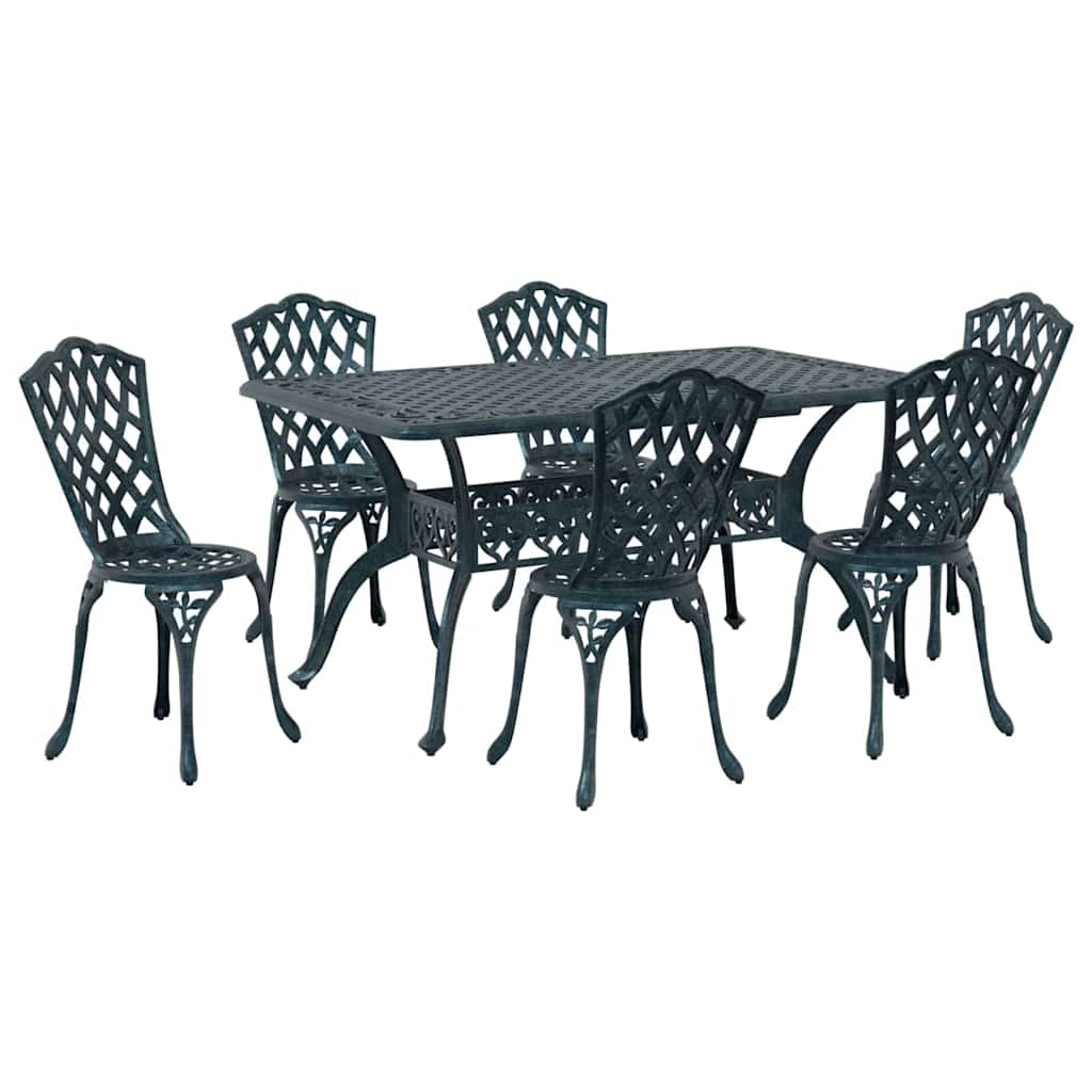 Tuin eettafelset 7 pcs Groen Aluminium
