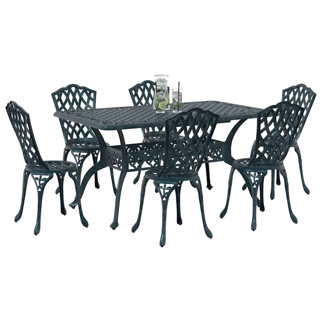 Tuin eettafelset 7 pcs Groen Aluminium