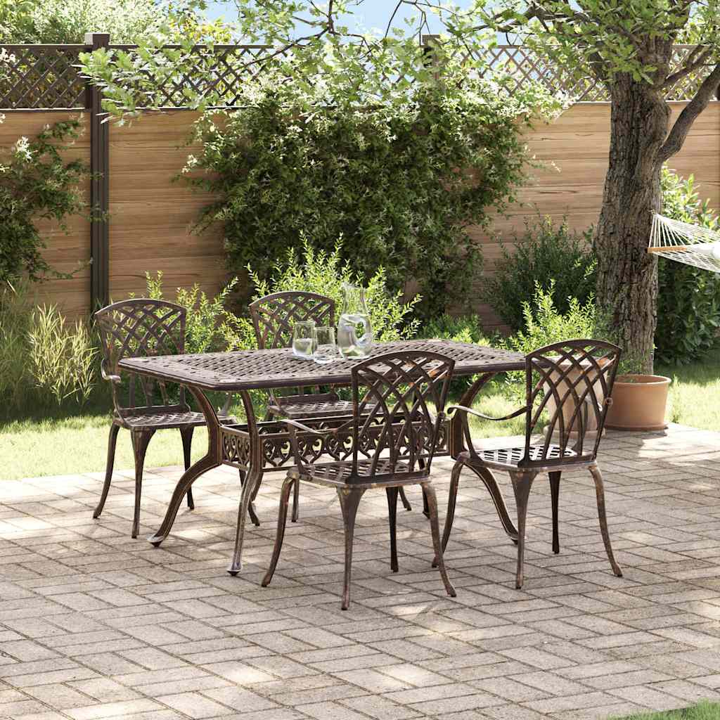 Tuin eettafelset 5 pcs Brons Aluminium is nu te koop bij PeponiXL, paradijselijk wonen!