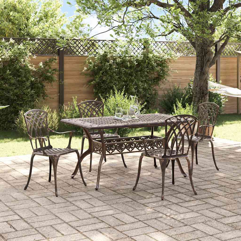Tuin eettafelset 5 pcs Brons Aluminium is nu te koop bij PeponiXL, paradijselijk wonen!