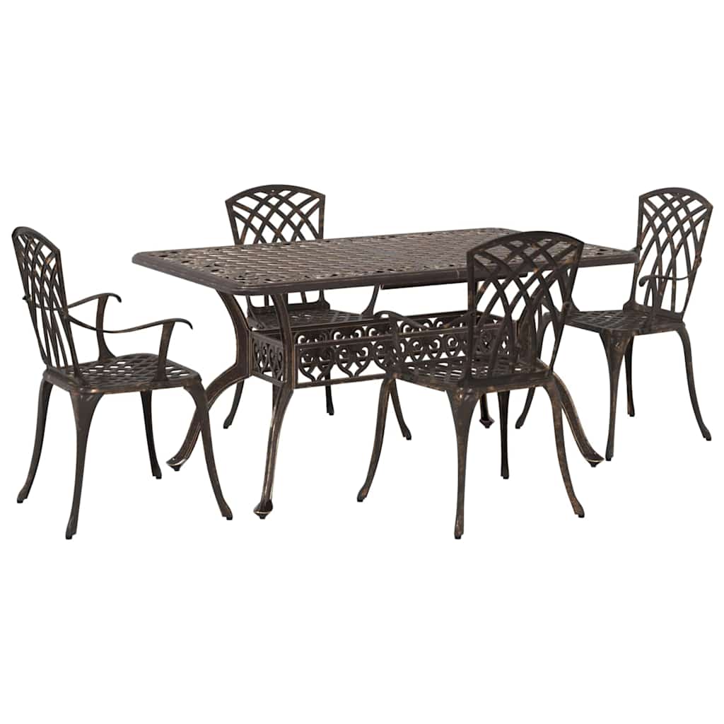 Tuin eettafelset 5 pcs Brons Aluminium is nu te koop bij PeponiXL, paradijselijk wonen!