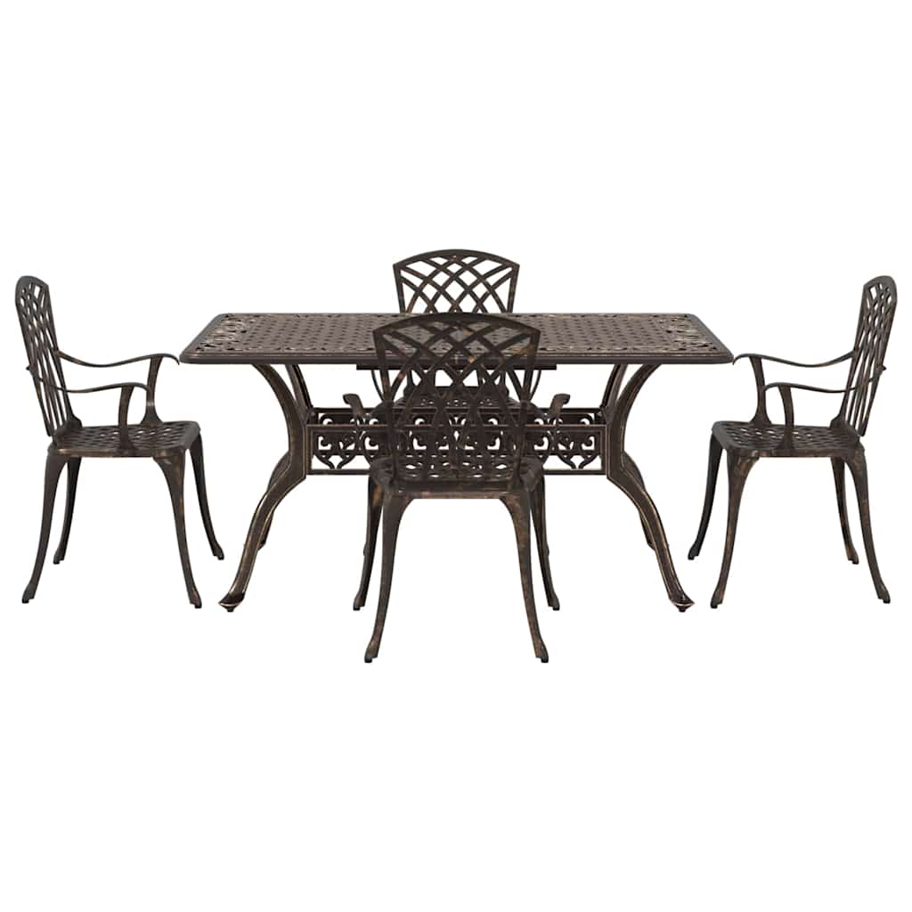 Tuin eettafelset 5 pcs Brons Aluminium is nu te koop bij PeponiXL, paradijselijk wonen!