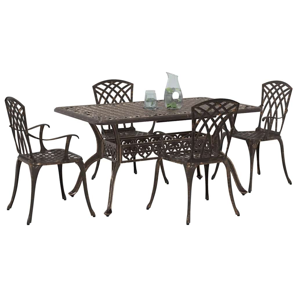 Tuin eettafelset 5 pcs Brons Aluminium is nu te koop bij PeponiXL, paradijselijk wonen!