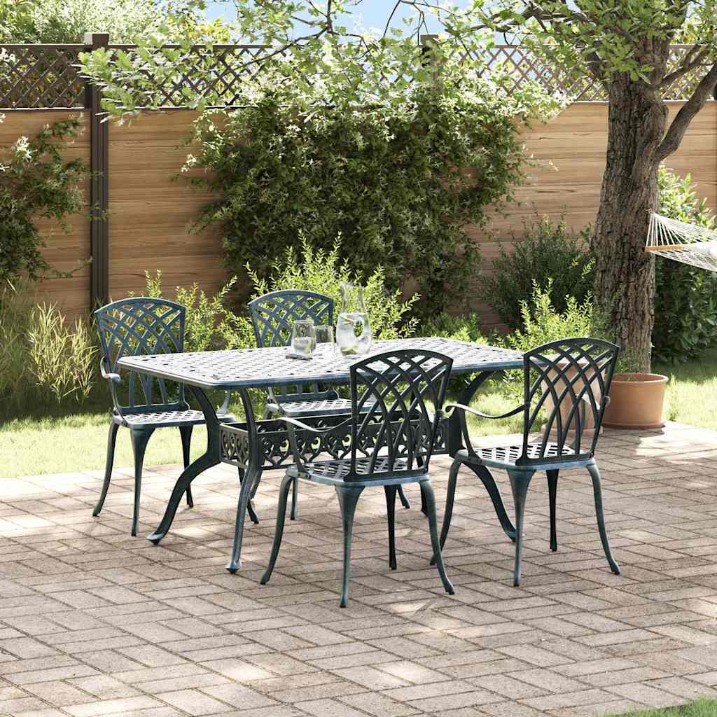 Tuin eettafelset 5 pcs Groen Aluminium