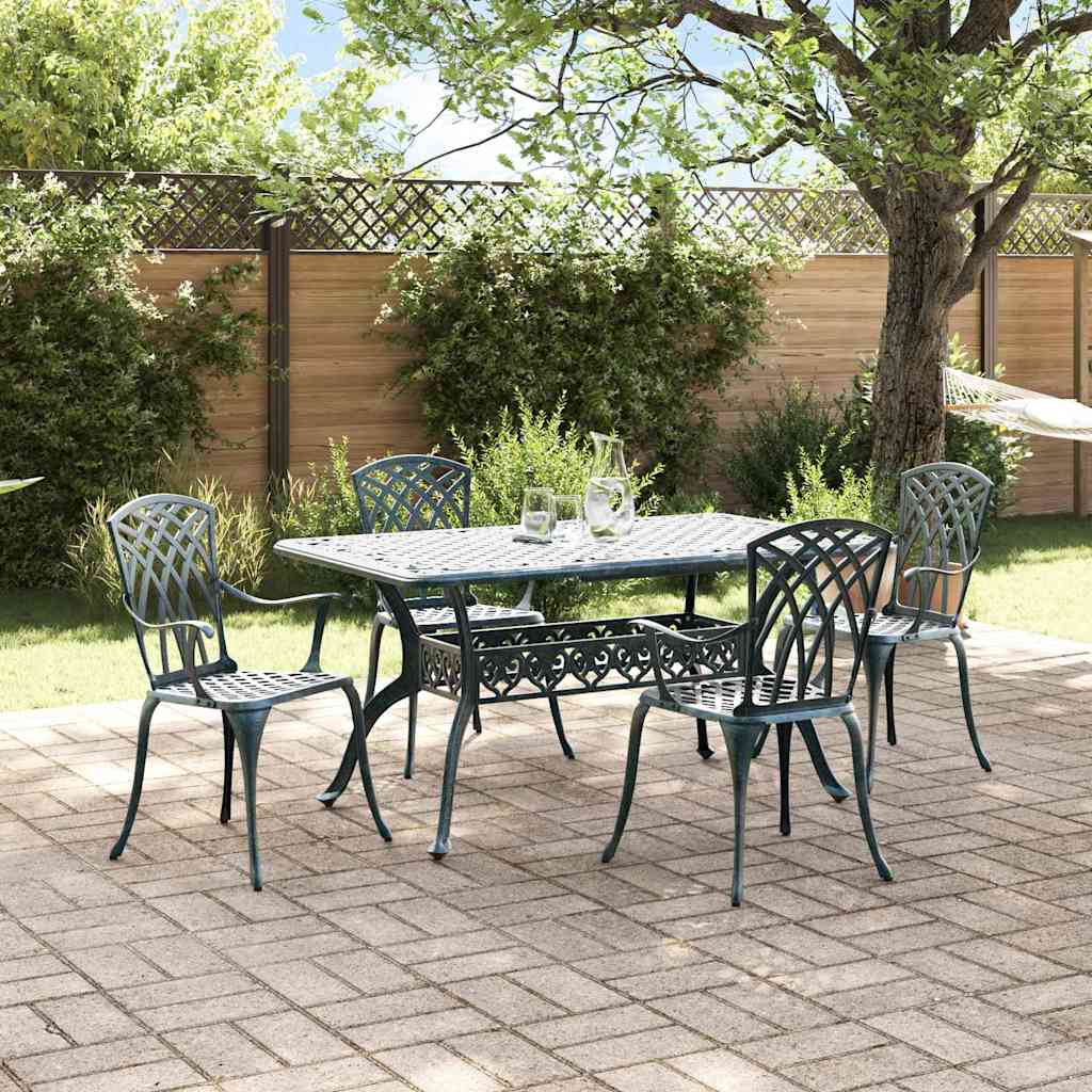 Tuin eettafelset 5 pcs Groen Aluminium