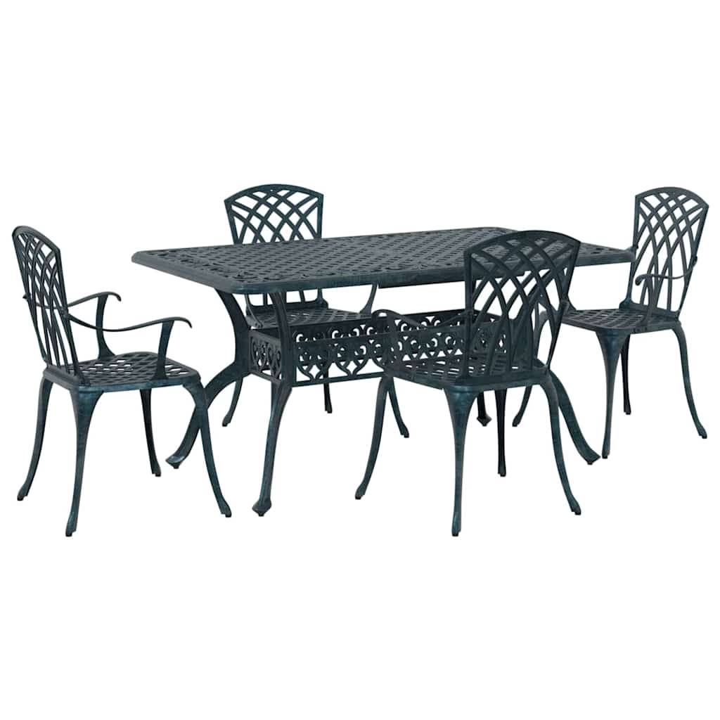 Tuin eettafelset 5 pcs Groen Aluminium