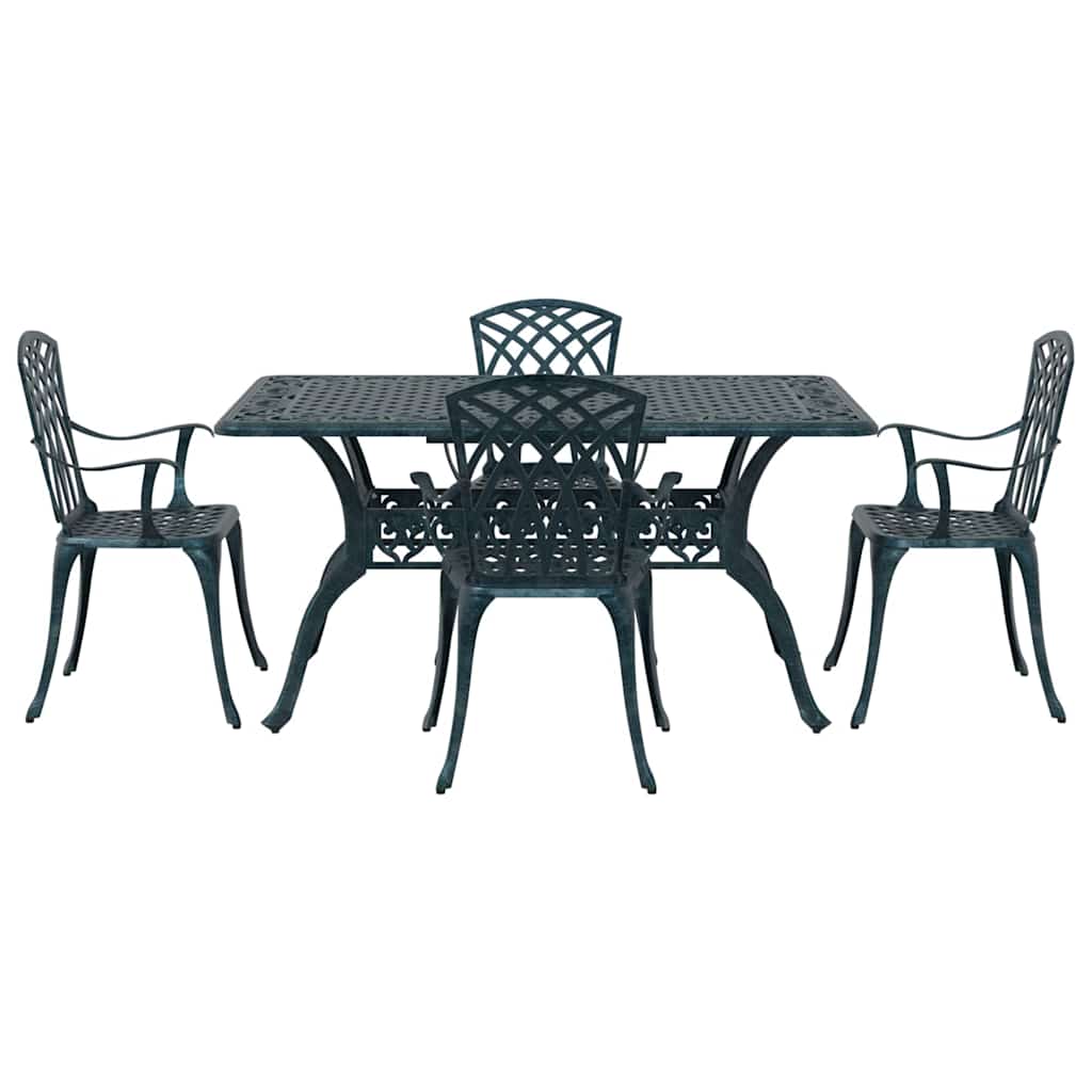 Tuin eettafelset 5 pcs Groen Aluminium