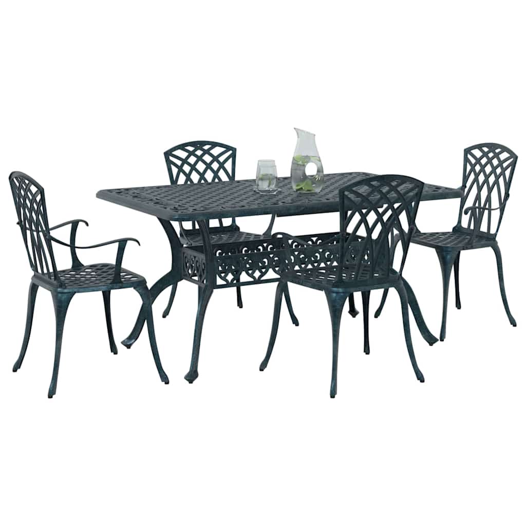 Tuin eettafelset 5 pcs Groen Aluminium