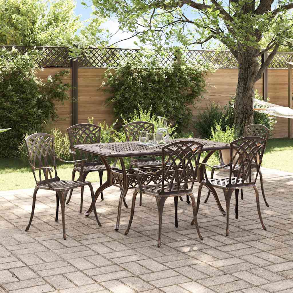 Tuin eettafelset 7 pcs Brons Aluminium is nu te koop bij PeponiXL, paradijselijk wonen!