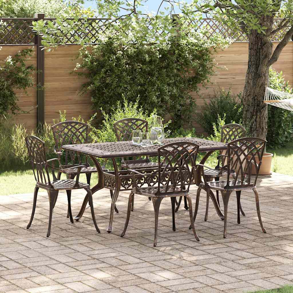 Tuin eettafelset 7 pcs Brons Aluminium is nu te koop bij PeponiXL, paradijselijk wonen!