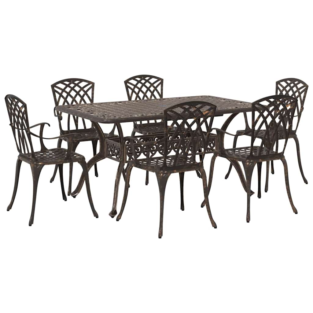 Tuin eettafelset 7 pcs Brons Aluminium is nu te koop bij PeponiXL, paradijselijk wonen!