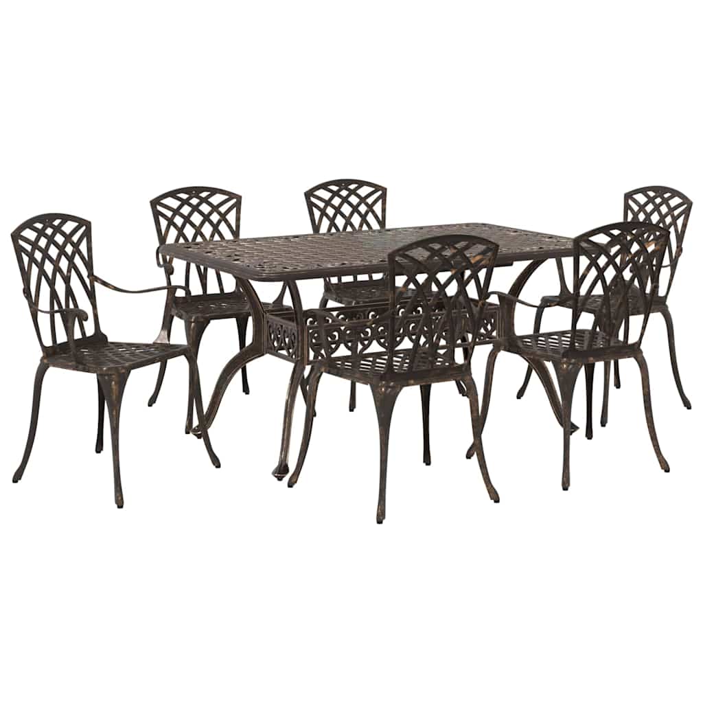 Tuin eettafelset 7 pcs Brons Aluminium is nu te koop bij PeponiXL, paradijselijk wonen!