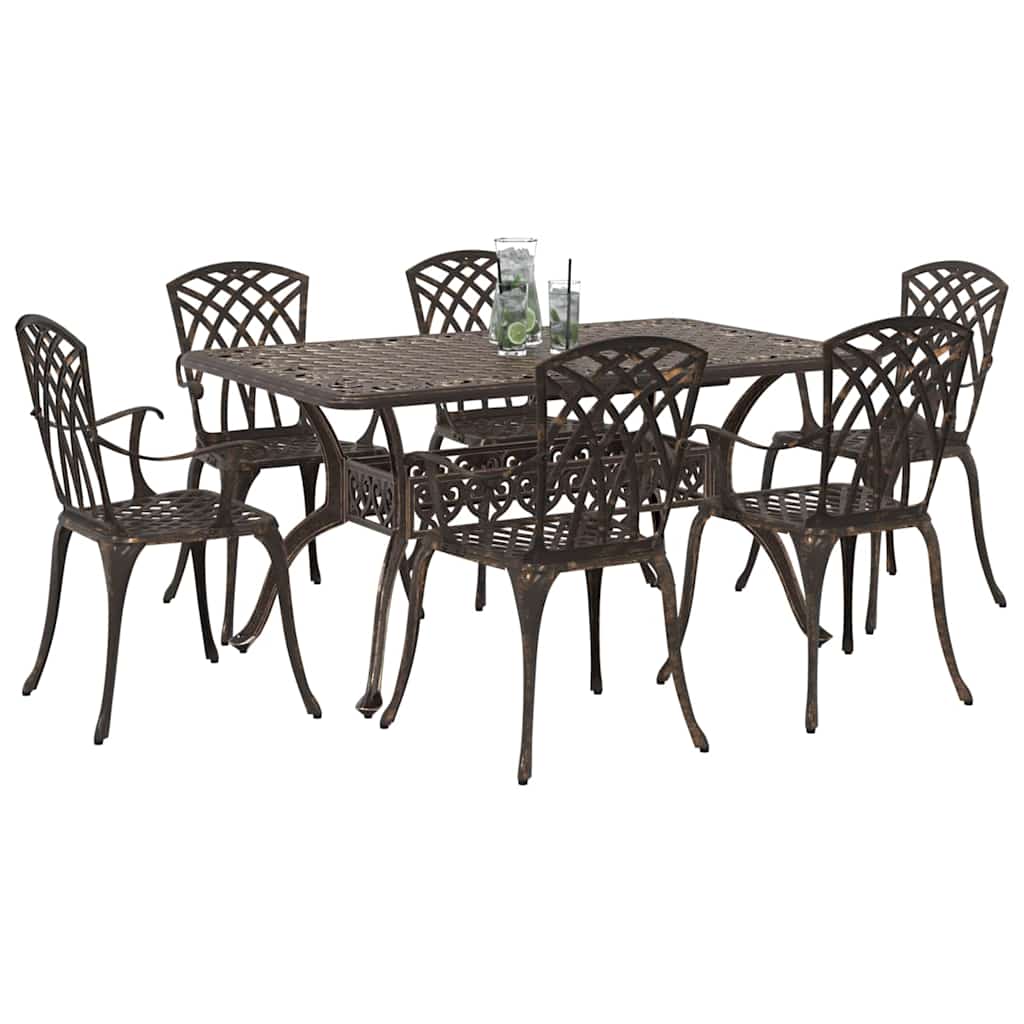 Tuin eettafelset 7 pcs Brons Aluminium is nu te koop bij PeponiXL, paradijselijk wonen!