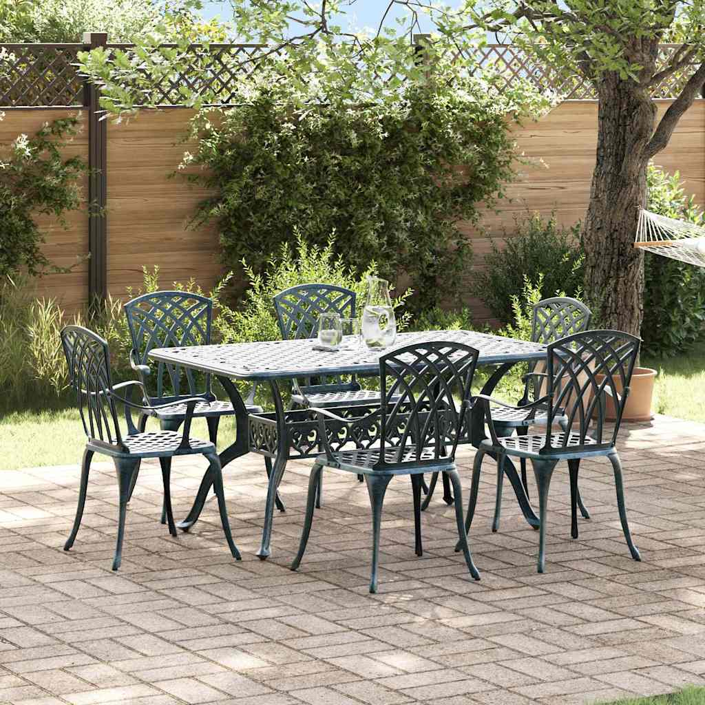 Tuin eettafelset 7 pcs Groen Aluminium