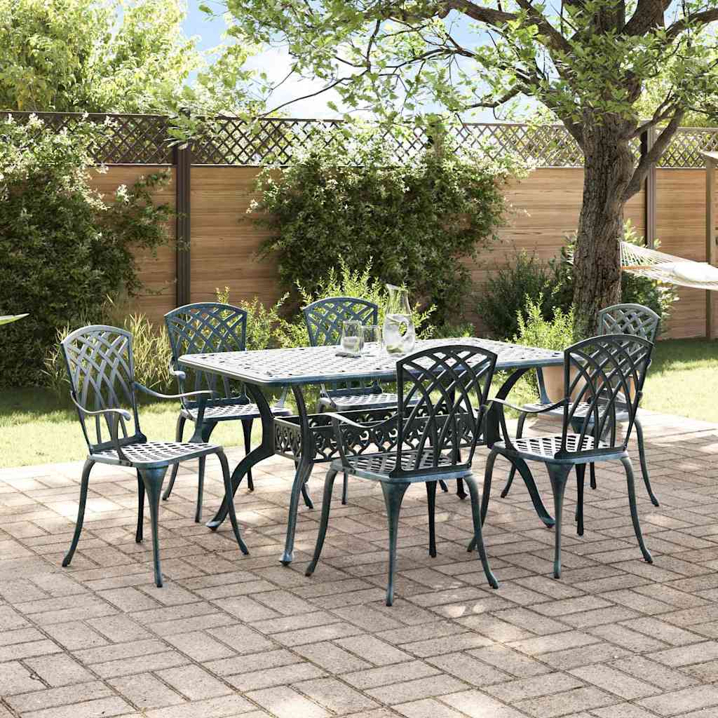 Tuin eettafelset 7 pcs Groen Aluminium