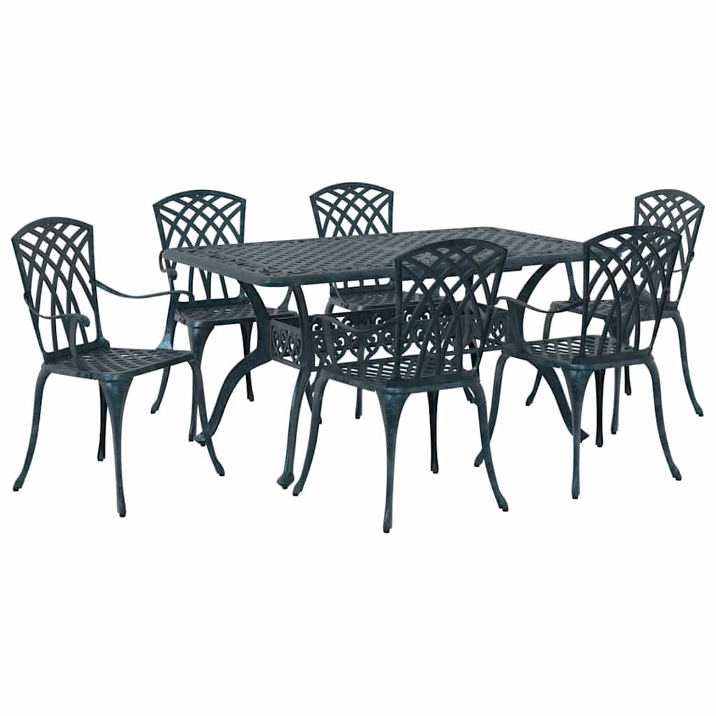 Tuin eettafelset 7 pcs Groen Aluminium