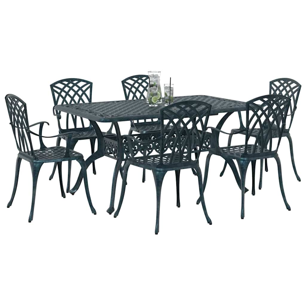 Tuin eettafelset 7 pcs Groen Aluminium