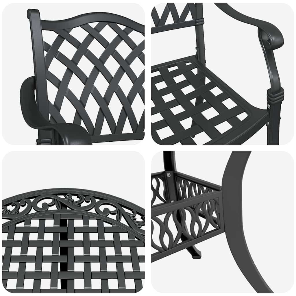 Tuin eettafelset 7 st Zwart Aluminium