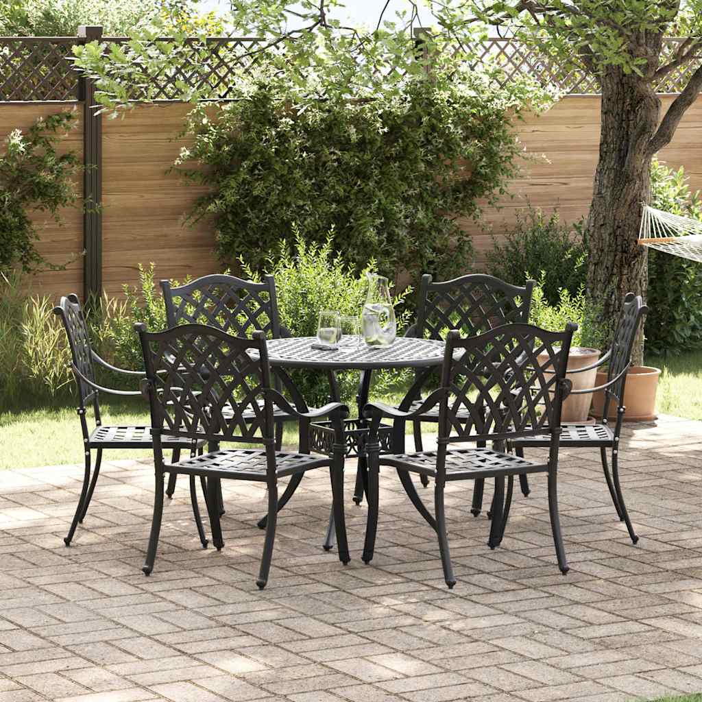 Tuin eettafelset 7 st Zwart Aluminium
