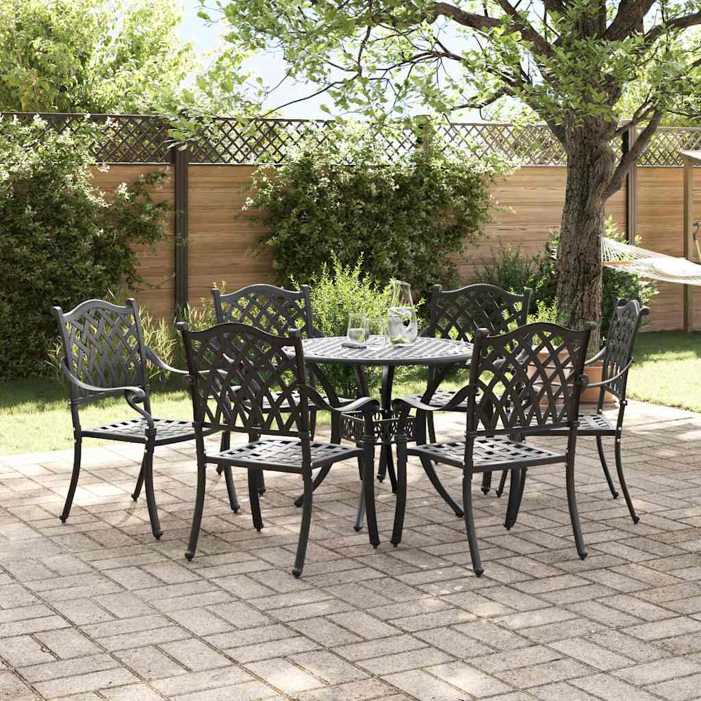 Tuin eettafelset 7 st Zwart Aluminium