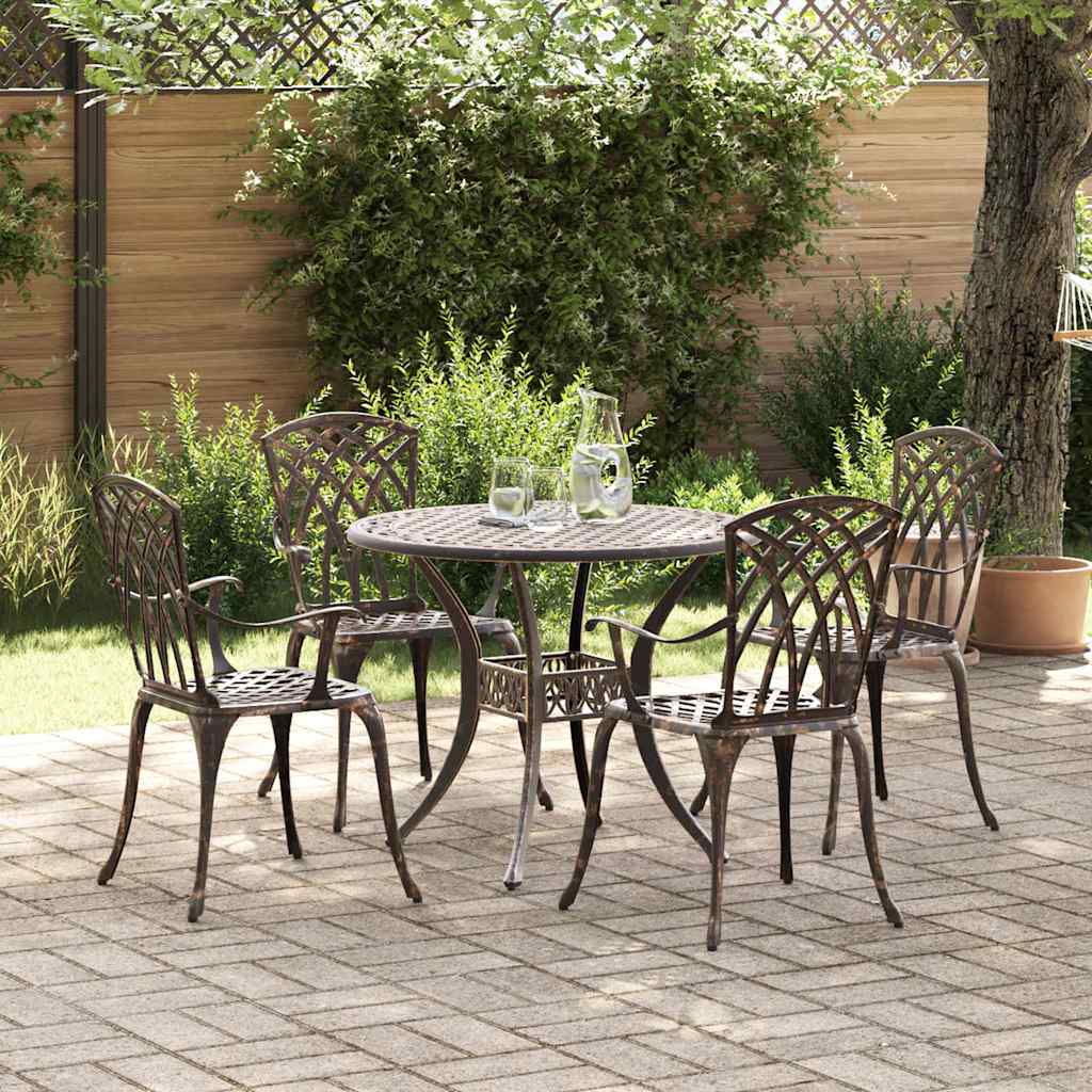 Tuin eettafelset 5 st Brons Aluminium