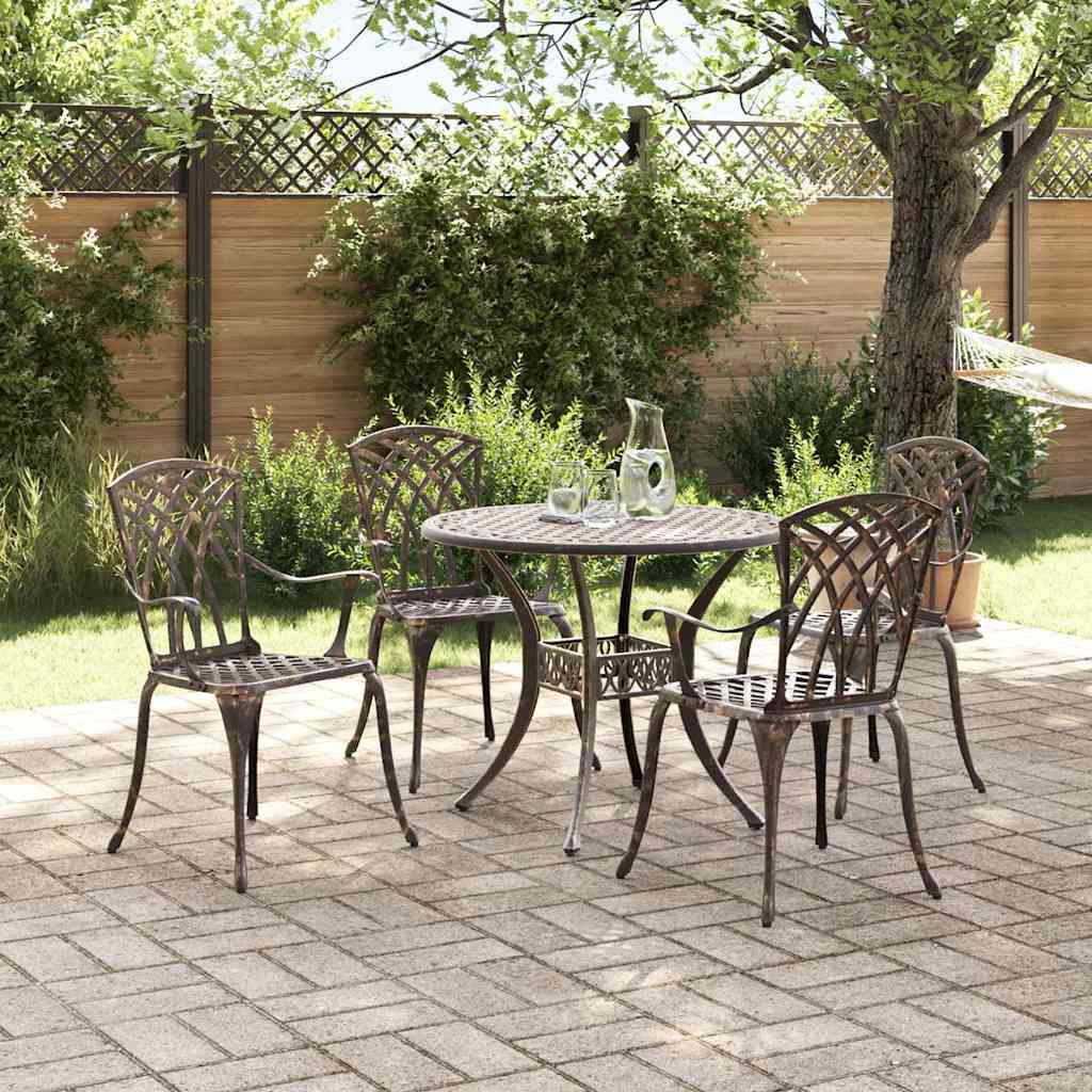 Tuin eettafelset 5 st Brons Aluminium