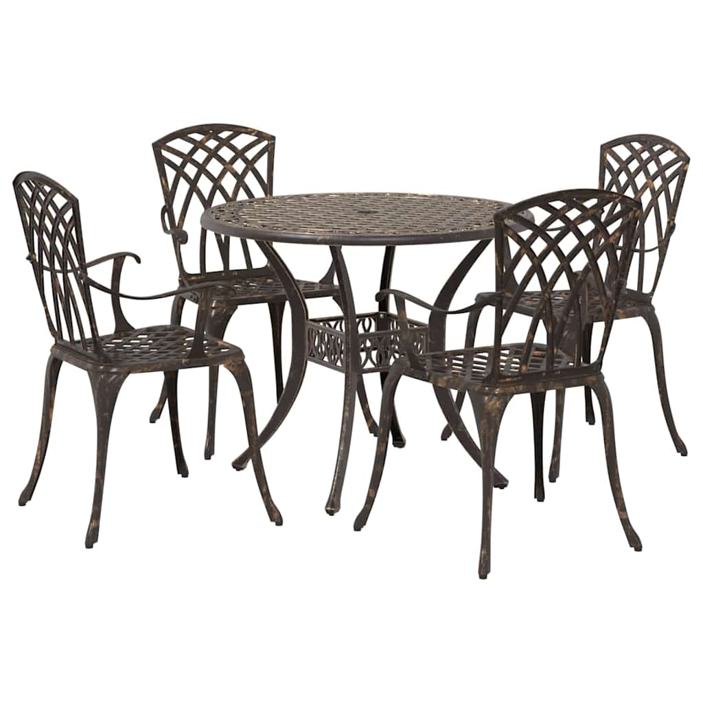 Tuin eettafelset 5 st Brons Aluminium