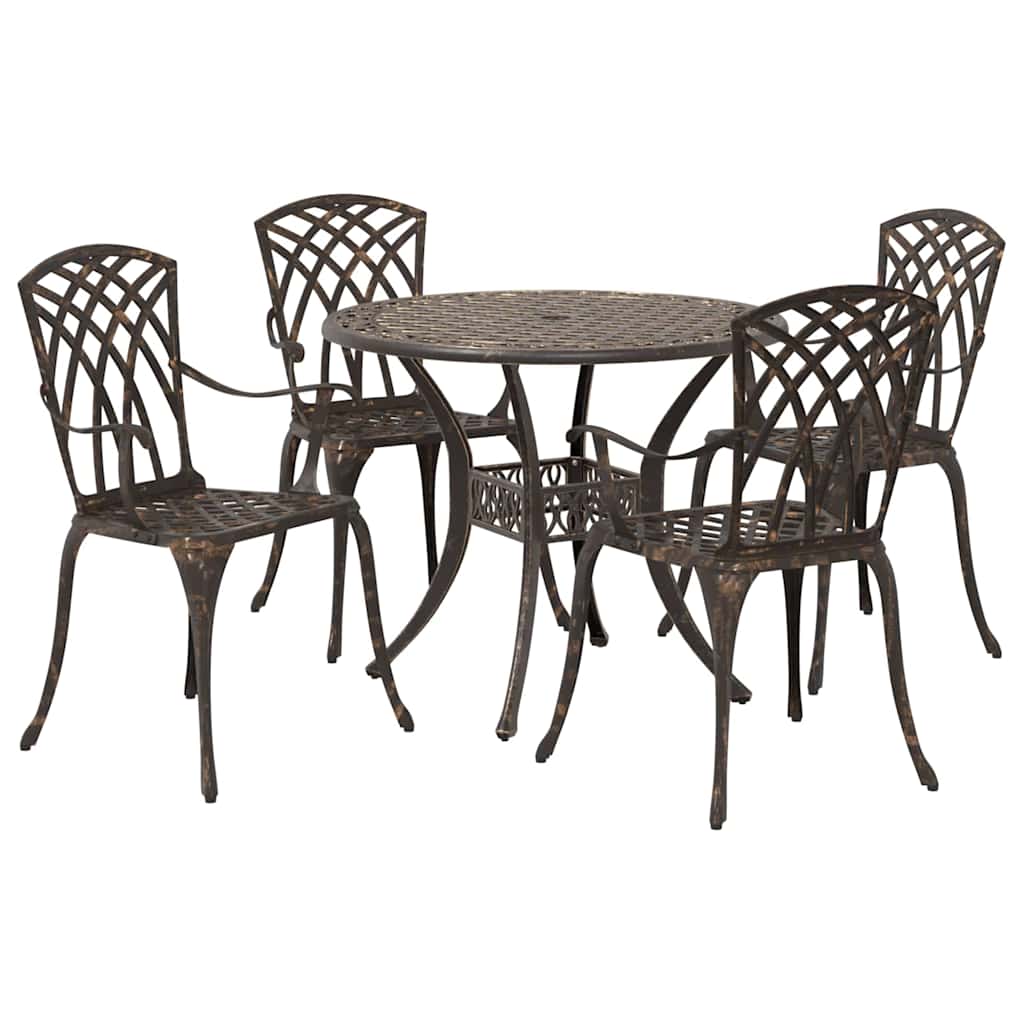 Tuin eettafelset 5 st Brons Aluminium