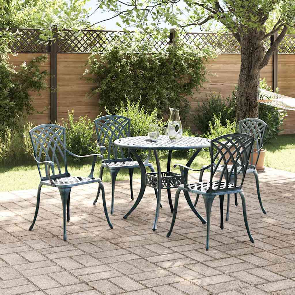 Tuin eettafelset 5 st Groen Aluminium