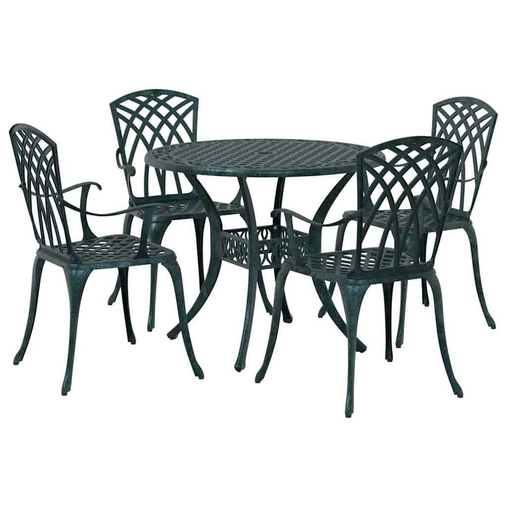 Tuin eettafelset 5 st Groen Aluminium