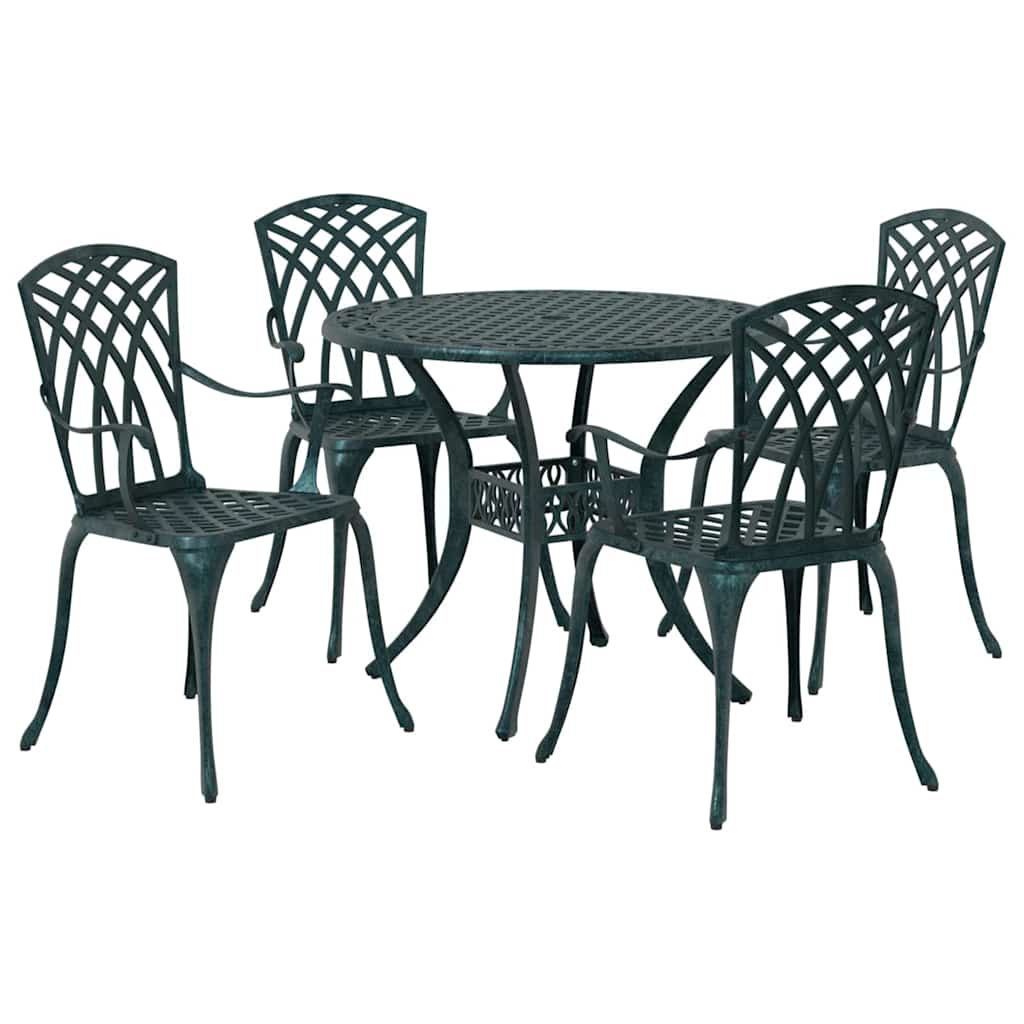 Tuin eettafelset 5 st Groen Aluminium