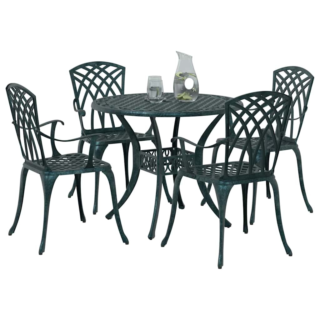 Tuin eettafelset 5 st Groen Aluminium