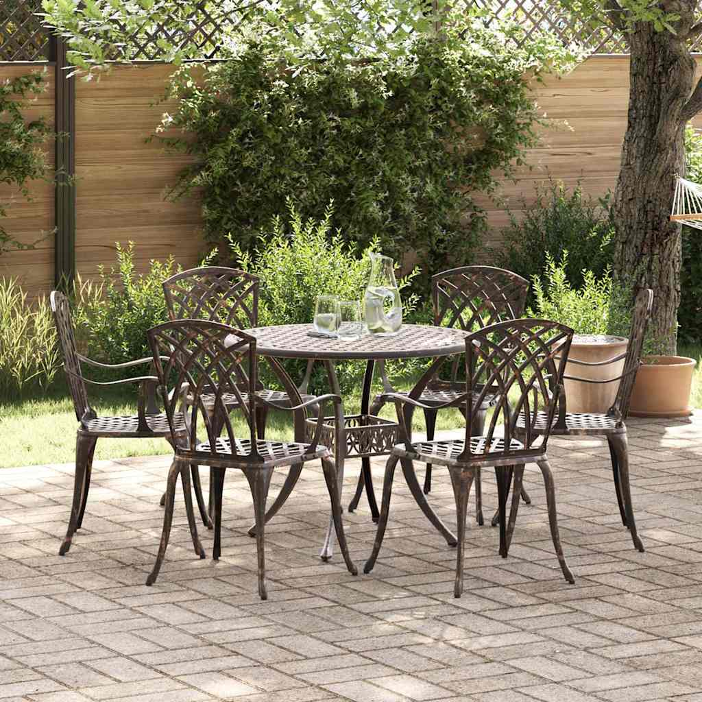 Tuin eettafelset 7 st Brons Aluminium