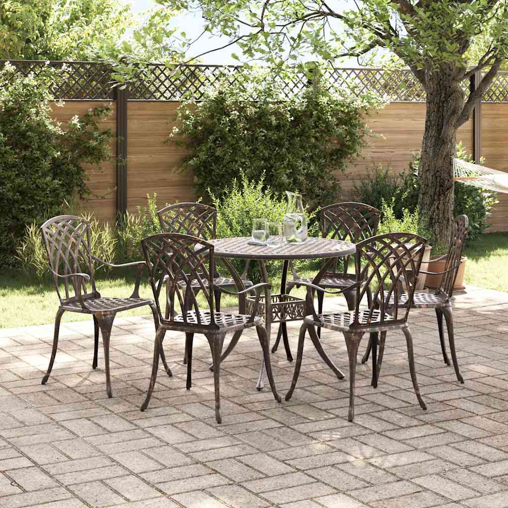 Tuin eettafelset 7 st Brons Aluminium