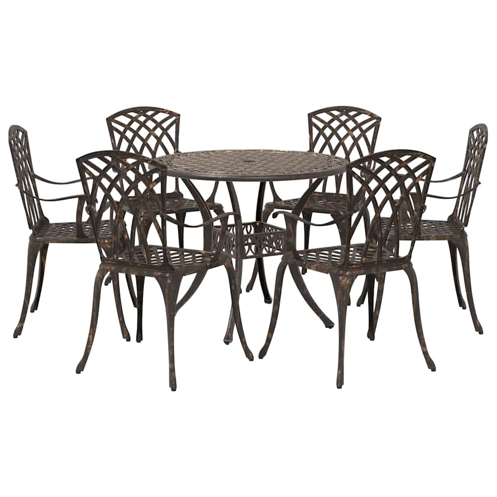 Tuin eettafelset 7 st Brons Aluminium