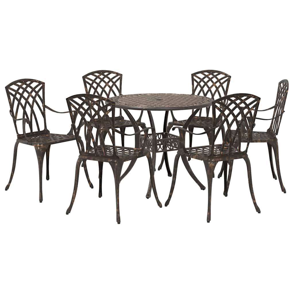 Tuin eettafelset 7 st Brons Aluminium