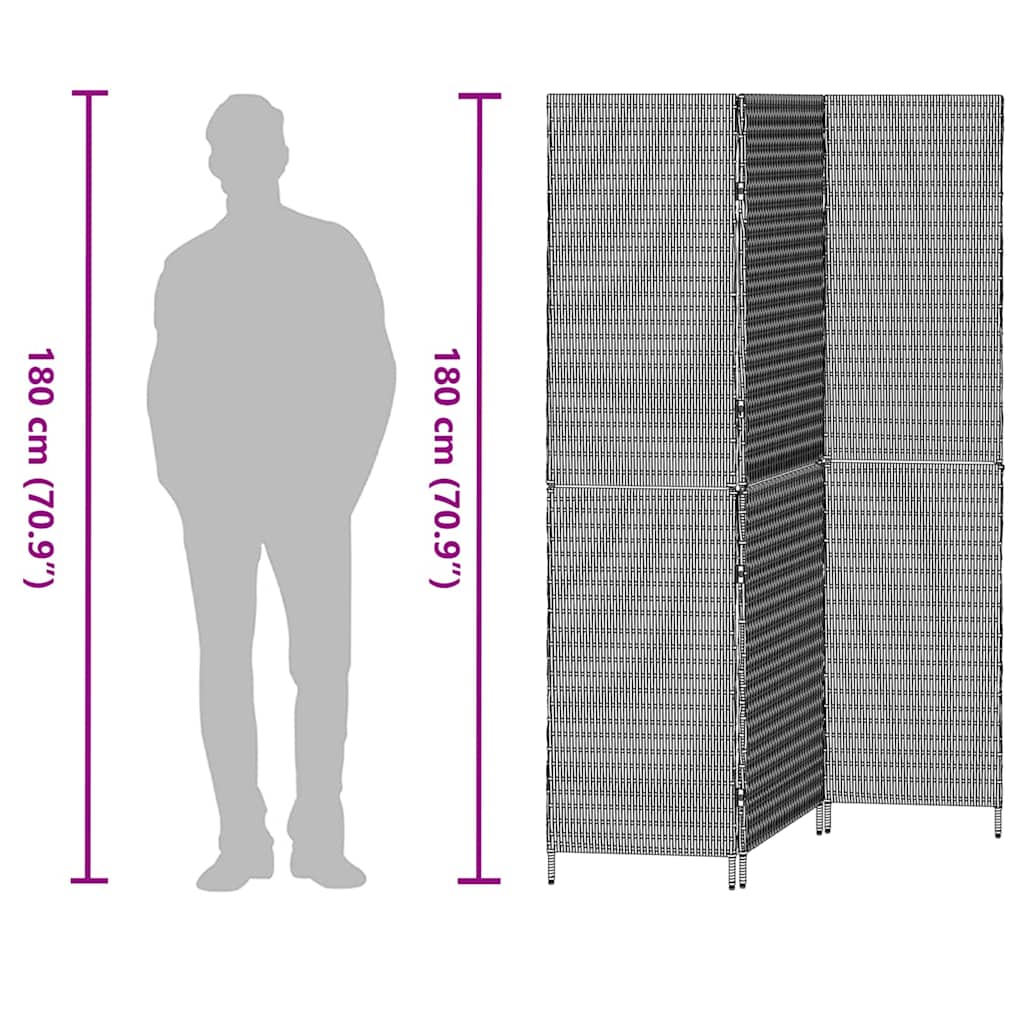 Kamerverdeler Grijs 146 x 180 cm poly rattan is nu te koop bij PeponiXL, paradijselijk wonen!